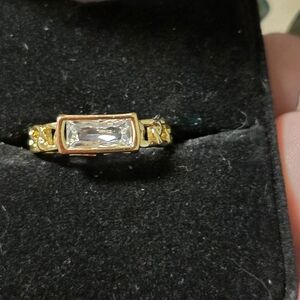 Gold Tone MOISSONITE Bar Ring - Women's Jewelry